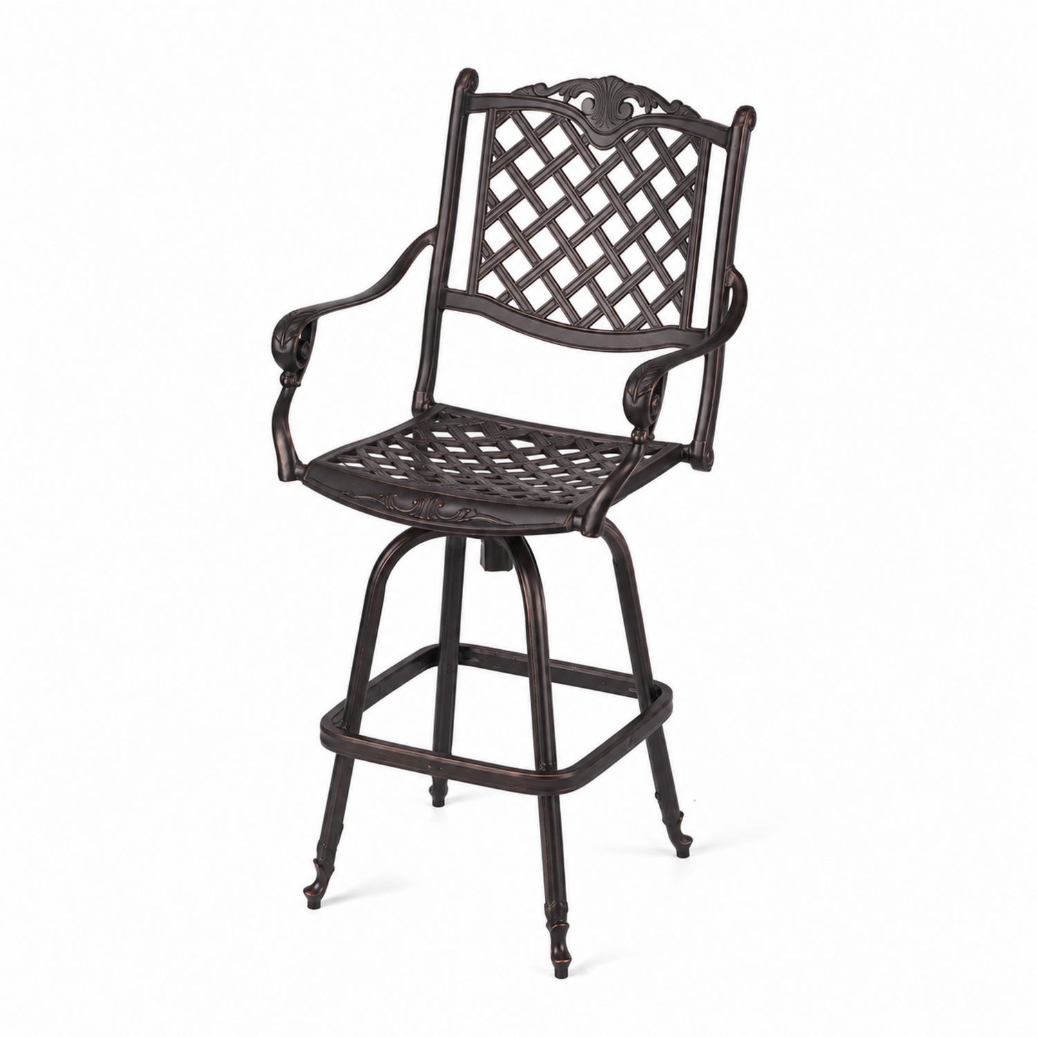 Chaise de bar en aluminium marron, dossier ajouré-Xeltrivare