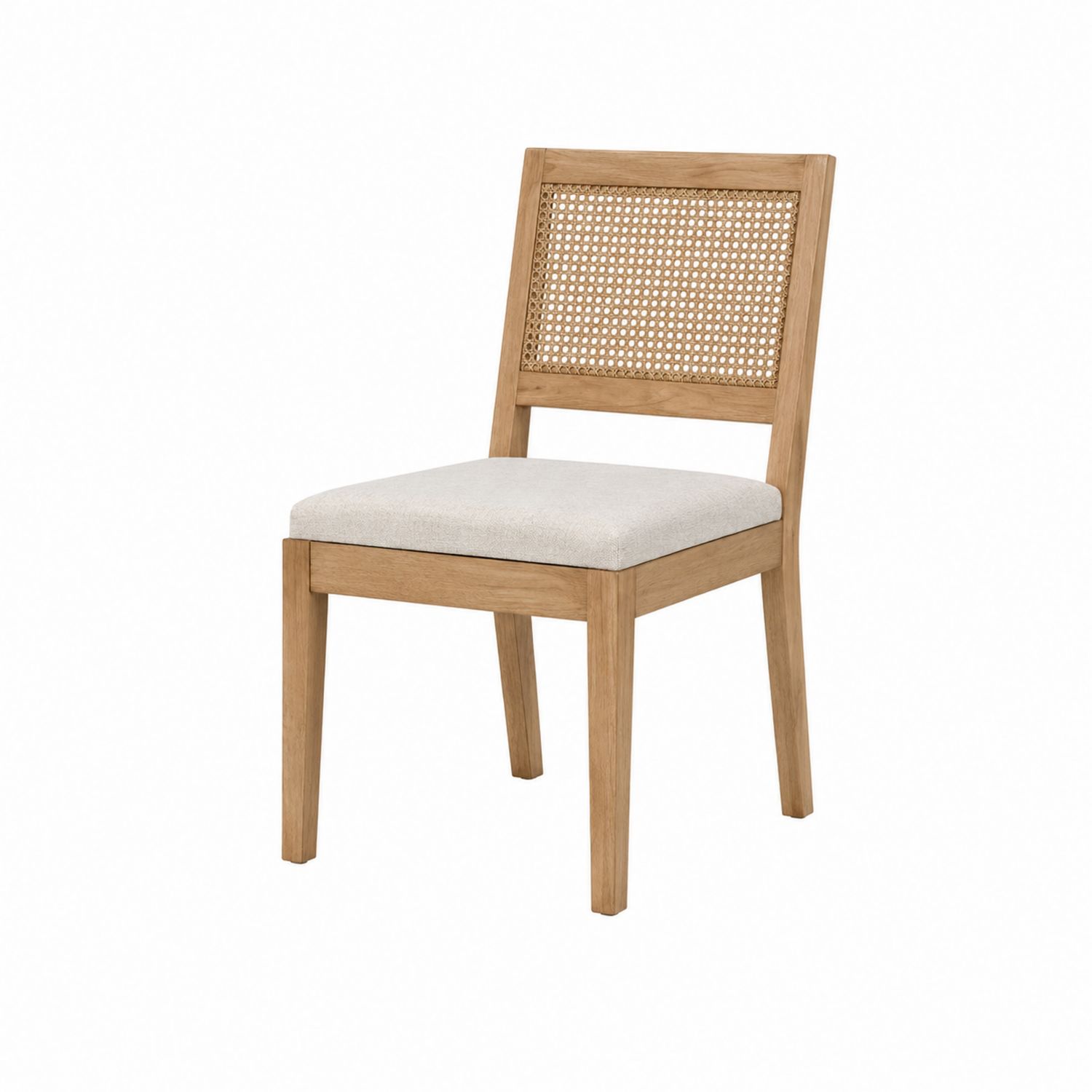Chaise en Bois de Chêne et Rotin avec Assise en Lin-Xeltrivare