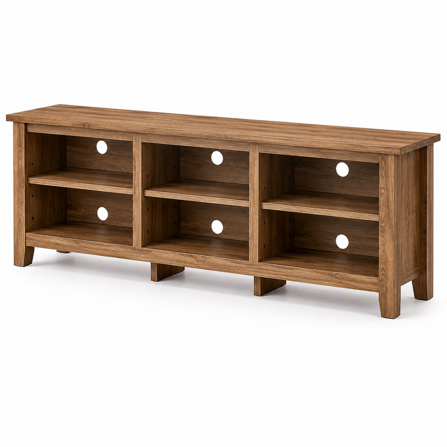 Meuble TV en chêne avec 6 compartiments 150x40x50 cm-Xeltrivare
