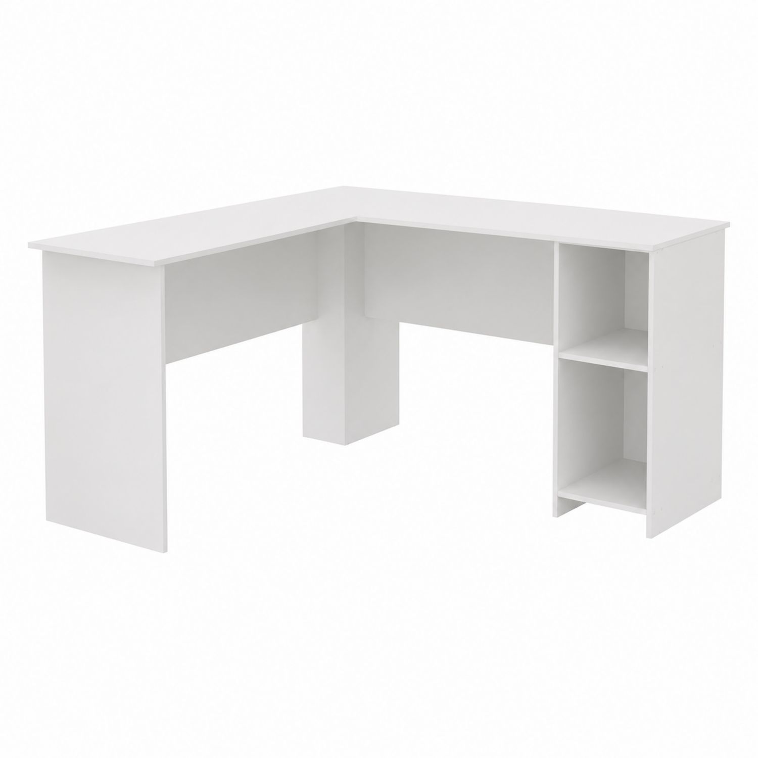 Bureau d'angle en bois blanc avec étagères 140x130x73 cm-Xeltrivare