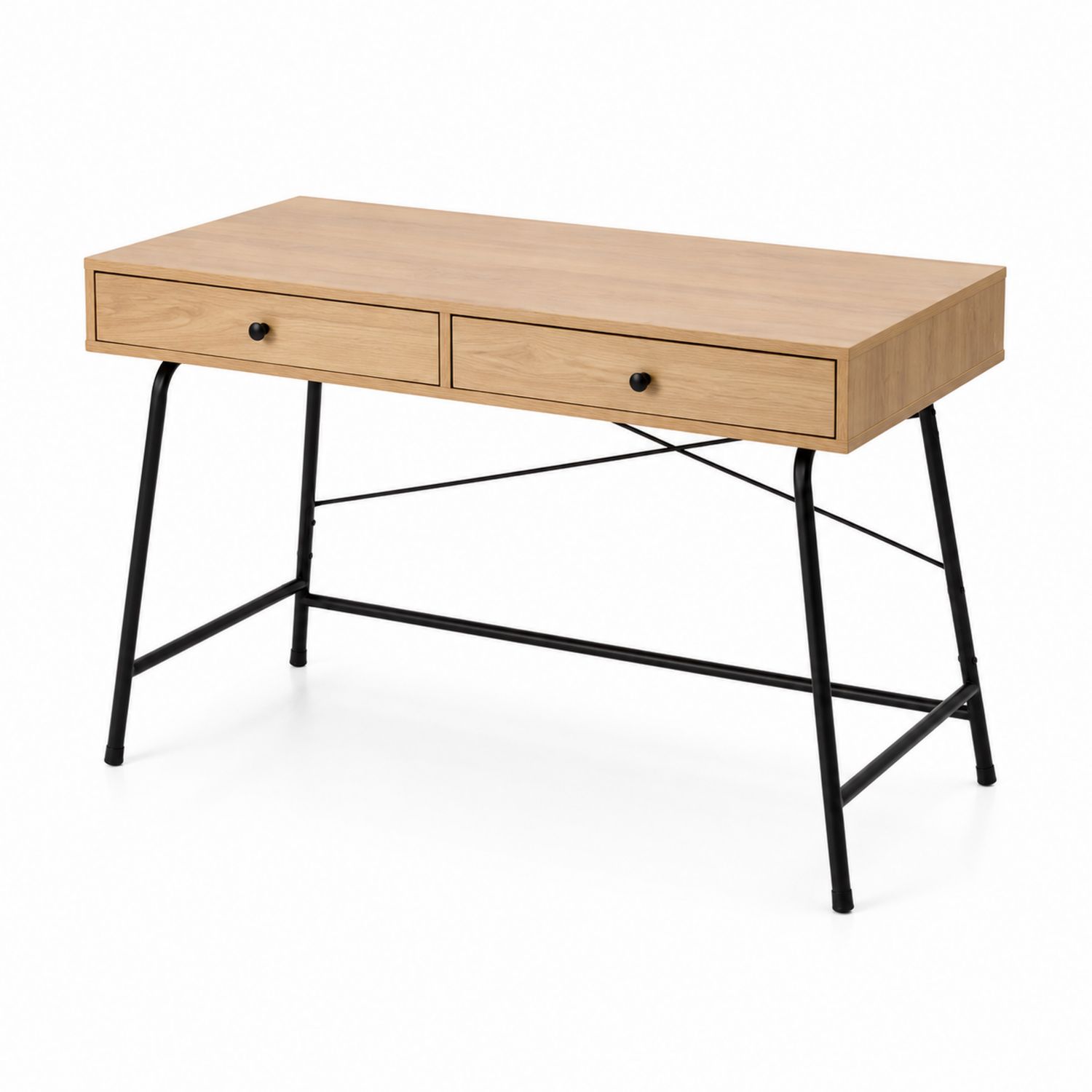Bureau en bois avec pieds en métal noir-Xeltrivare