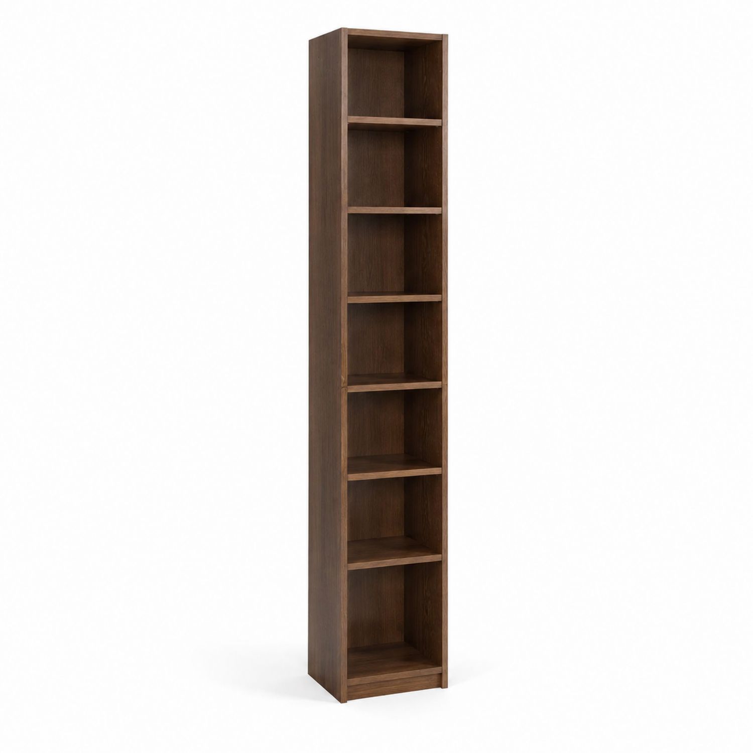 Bibliothèque haute 6 étagères en bois de chêne foncé 200x30x25 cm-Xeltrivare