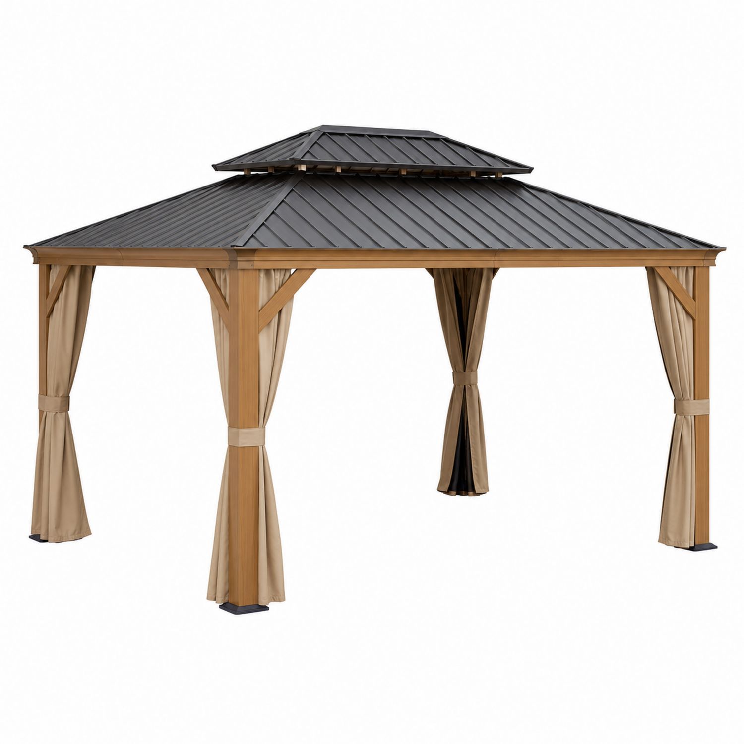 Tonnelle de Jardin en Aluminium et Acier avec Rideaux en Polyester-Xeltrivare
