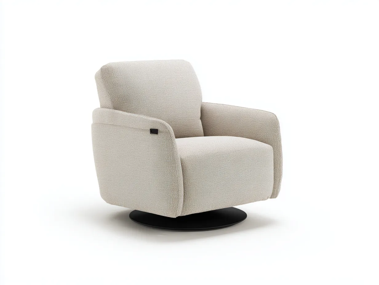 Sessel Strukturstoff 88x90x93 cm - butterbeige - kompakter Drehsessel