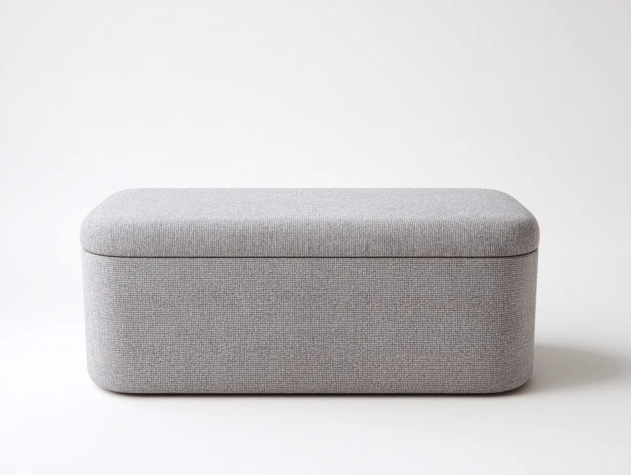Bank mit Stauraum 118x44x45 cm - grauer Stoff - kompakte Bettbank
