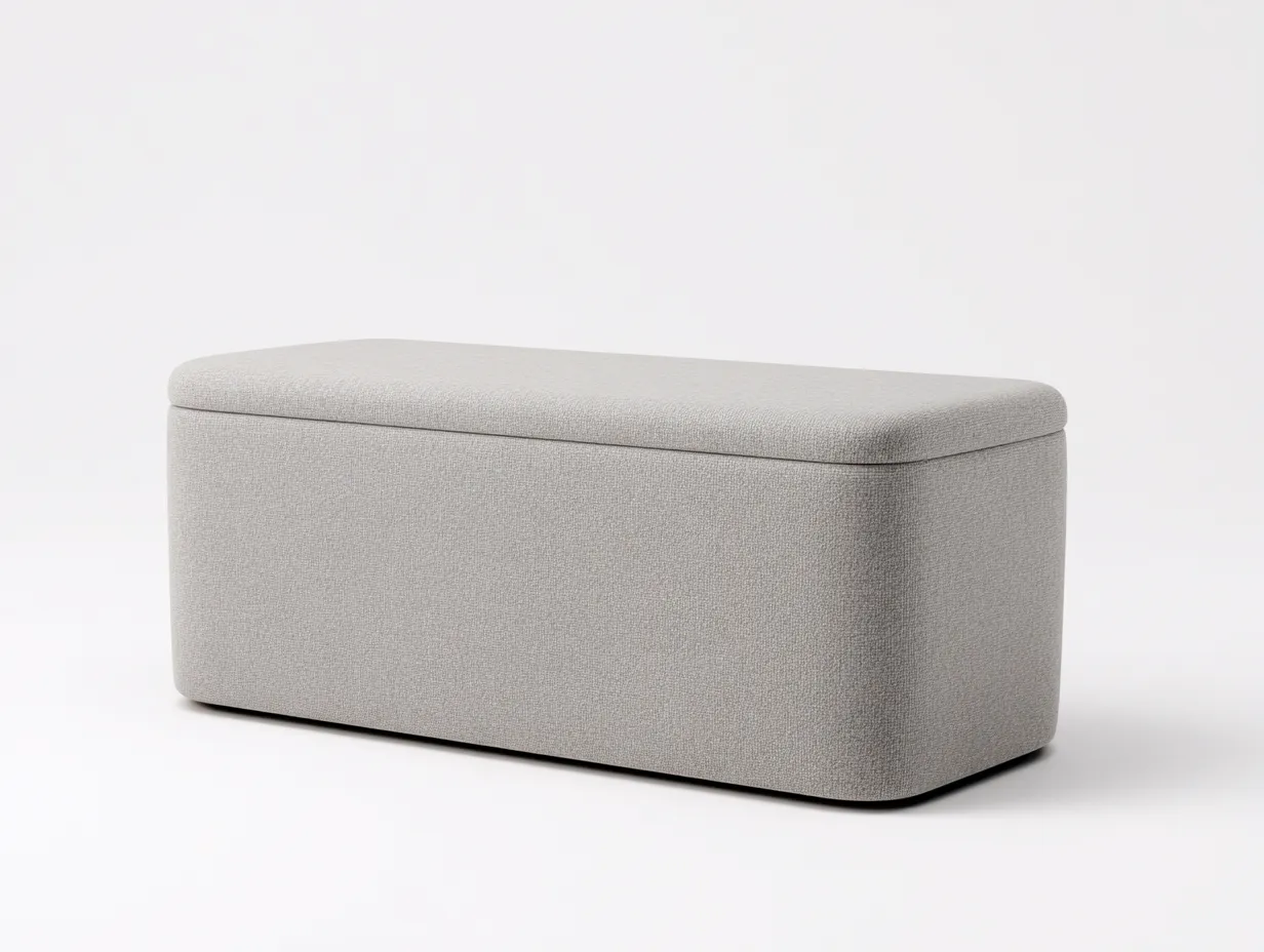 Bank mit Stauraum 120x45x45 cm - hellgrauer Stoff - minimalistisch für Schlafzimmer