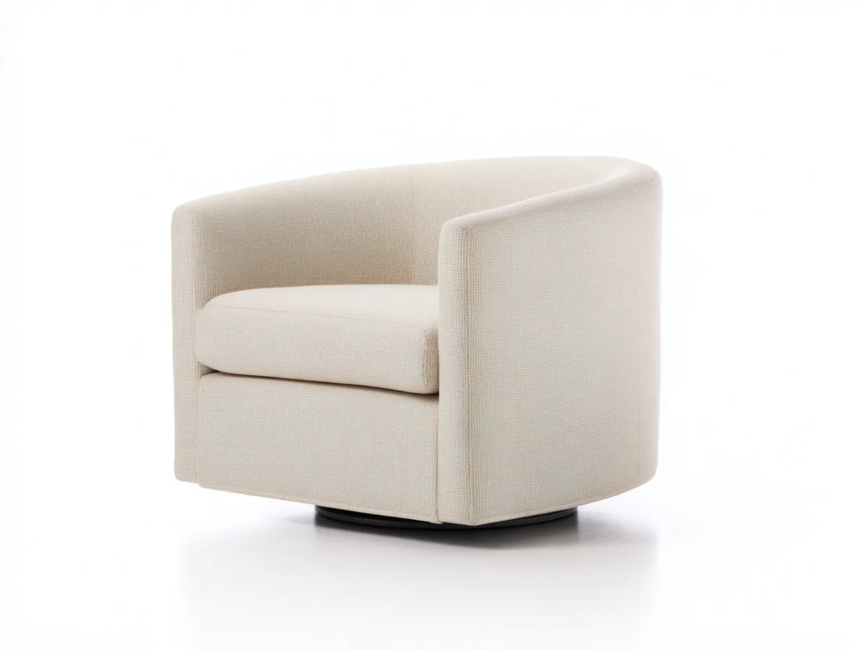 Sessel Webstoff 82x84x78 cm - cremeweiß - runder Drehsessel für Wohnzimmer