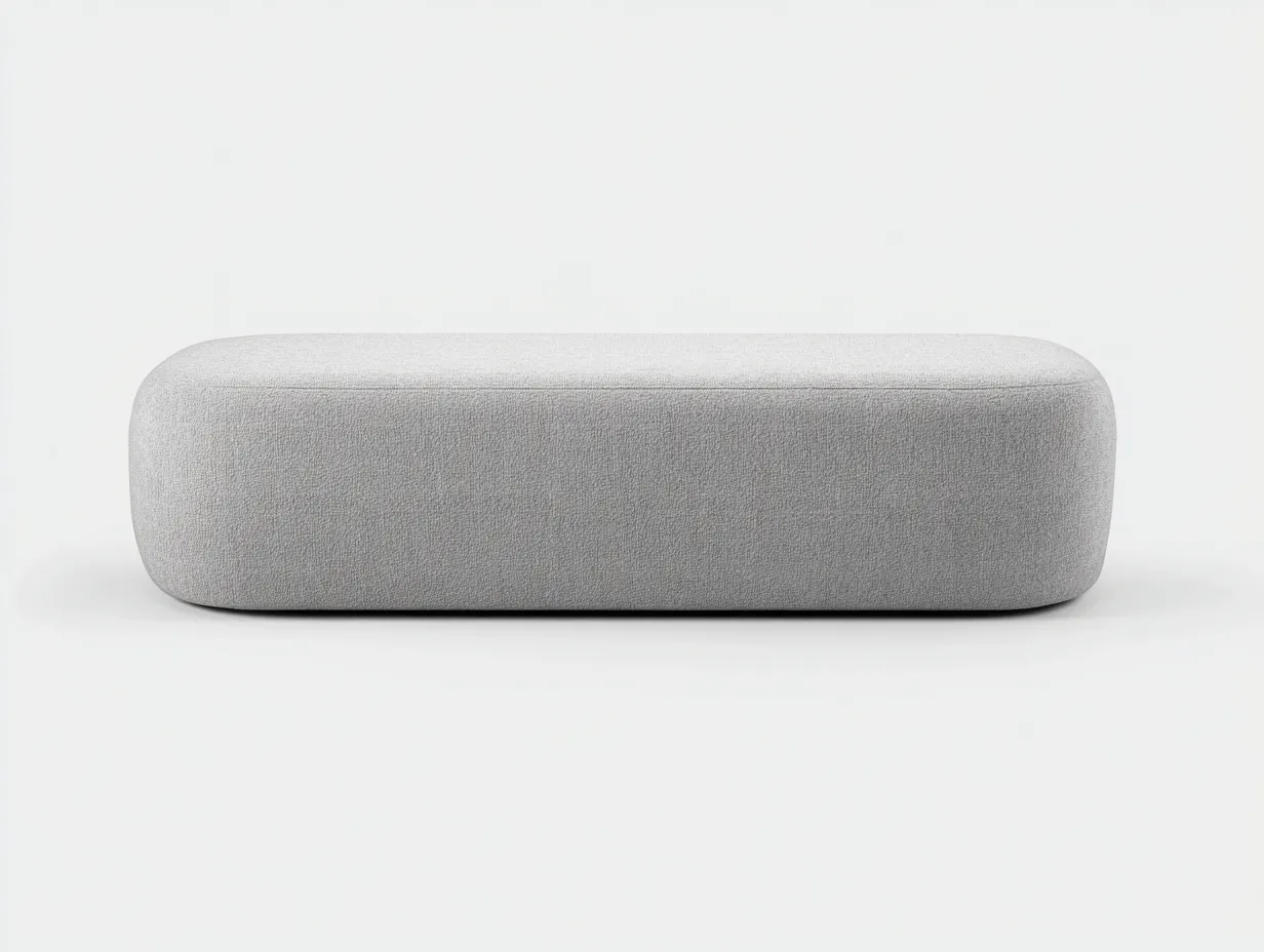 Bank Stoff 120x44x42 cm - hellgrau - abgerundete Bettbank für Schlafzimmer