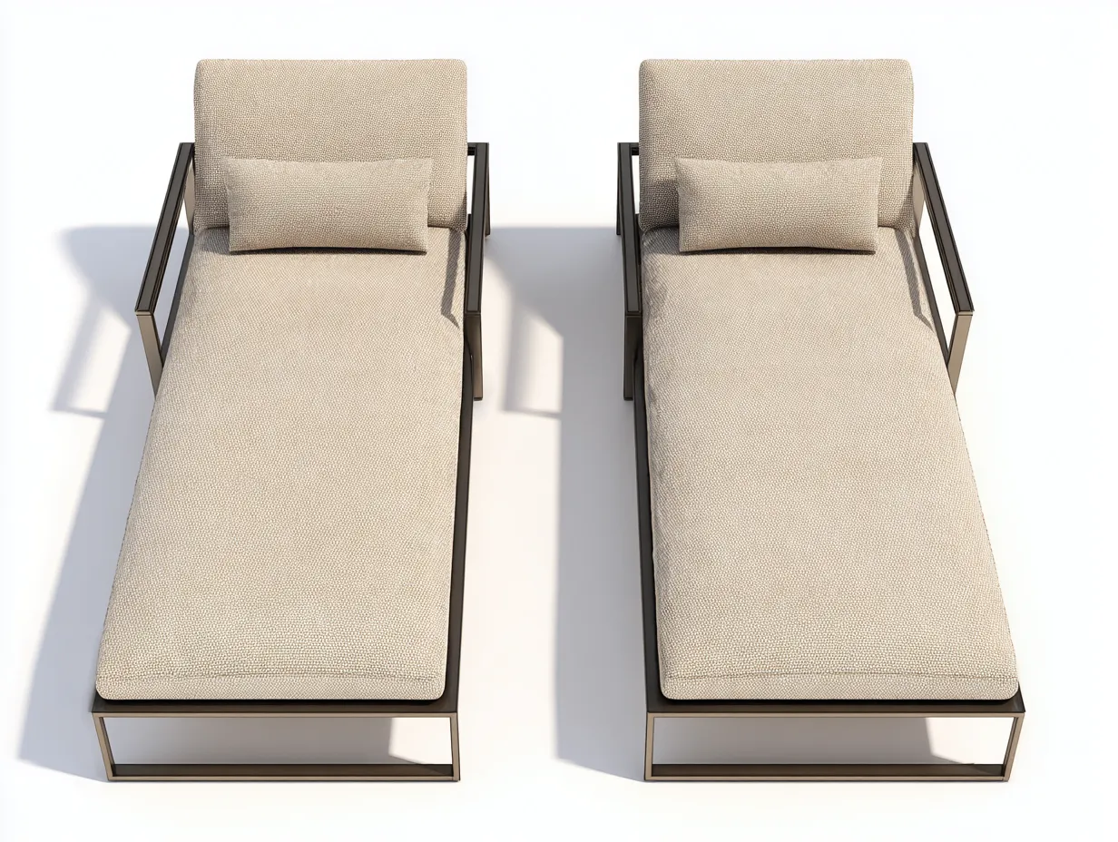 Liegestuhl 2 Stück aus Metall und Stoff 200 x 70 x 86 cm - beige und schwarz - mit Armlehnen für außen