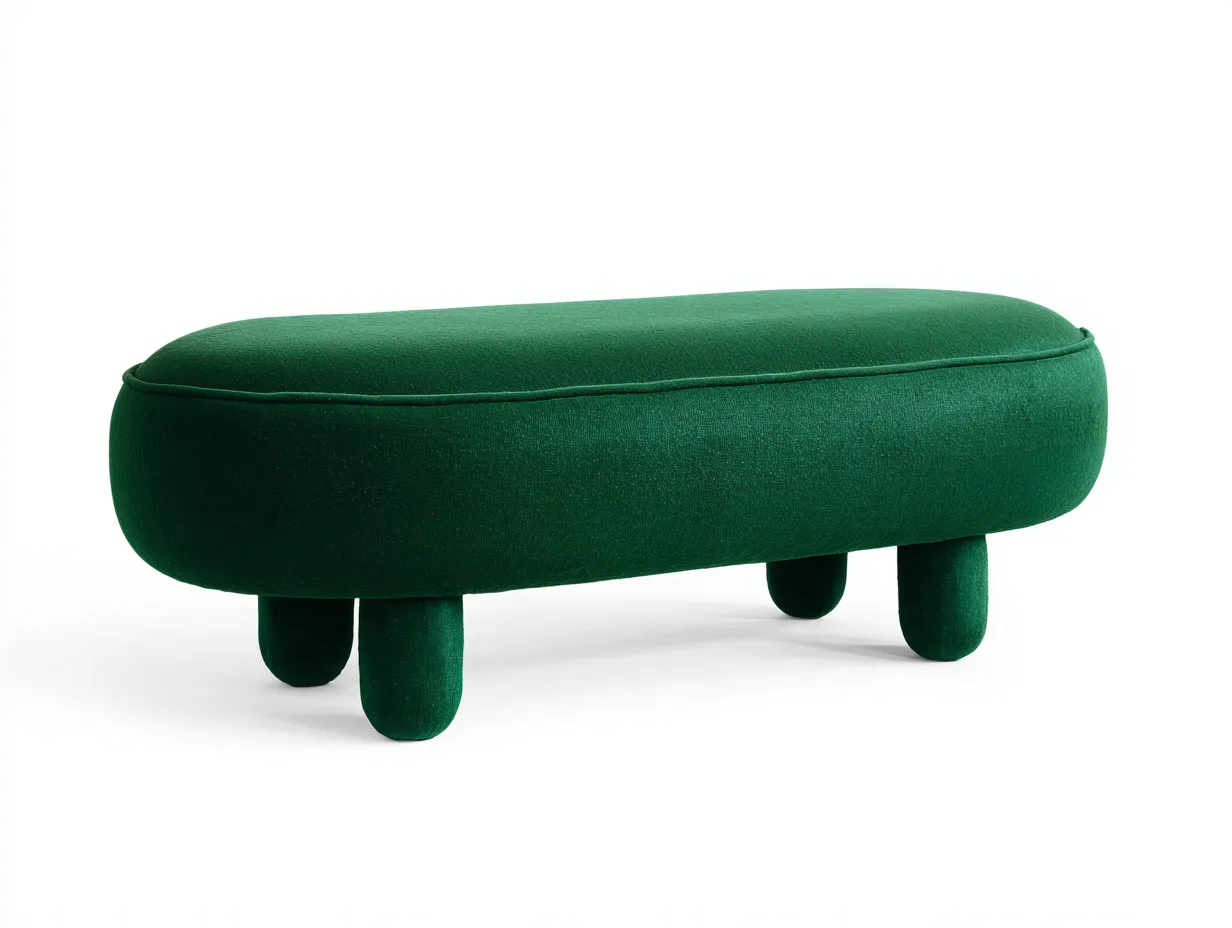 Bank Samt 116x43x40 cm - dunkelgrün - ovale Polsterform für Schlafzimmer