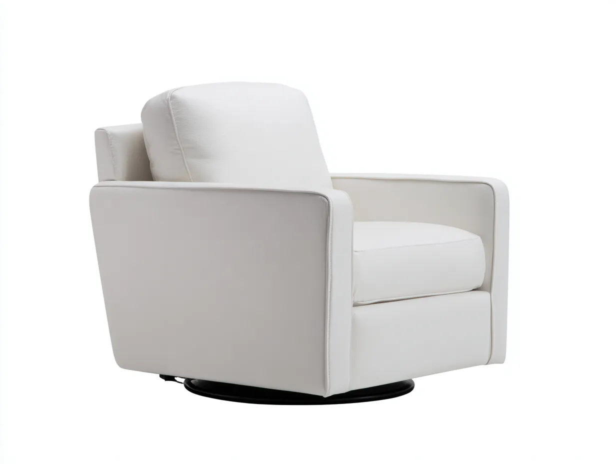 Sessel Kunstleder 88x90x88 cm - weiß - Drehsessel mit glatter Polsterung