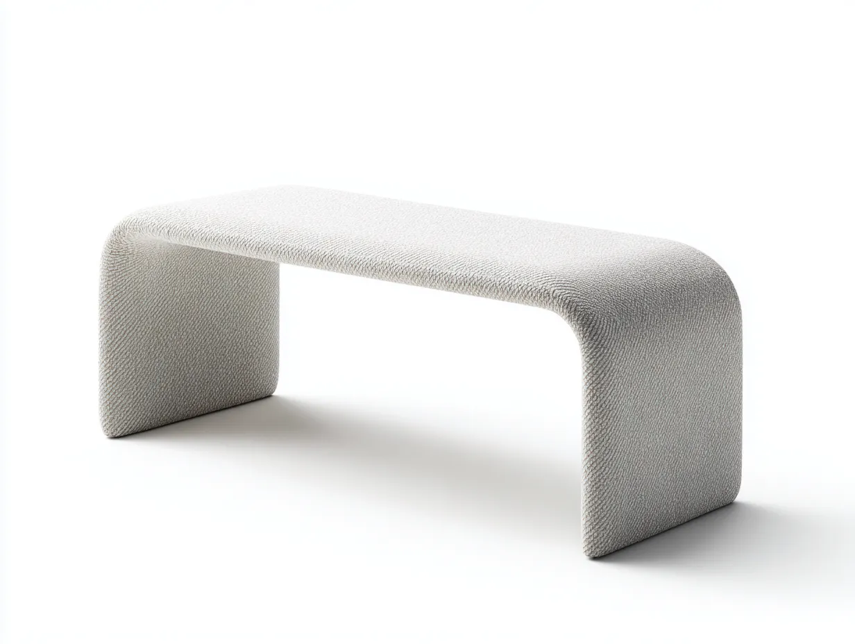 Bank Strukturstoff 125x42x45 cm - cremeweiß - gebogene Schlafzimmerbank