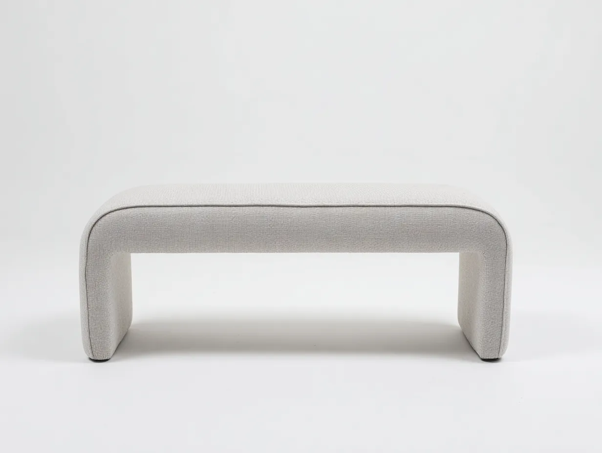 Bank Webstoff 122x43x45 cm - hellgrau - U-Form für Schlafzimmer