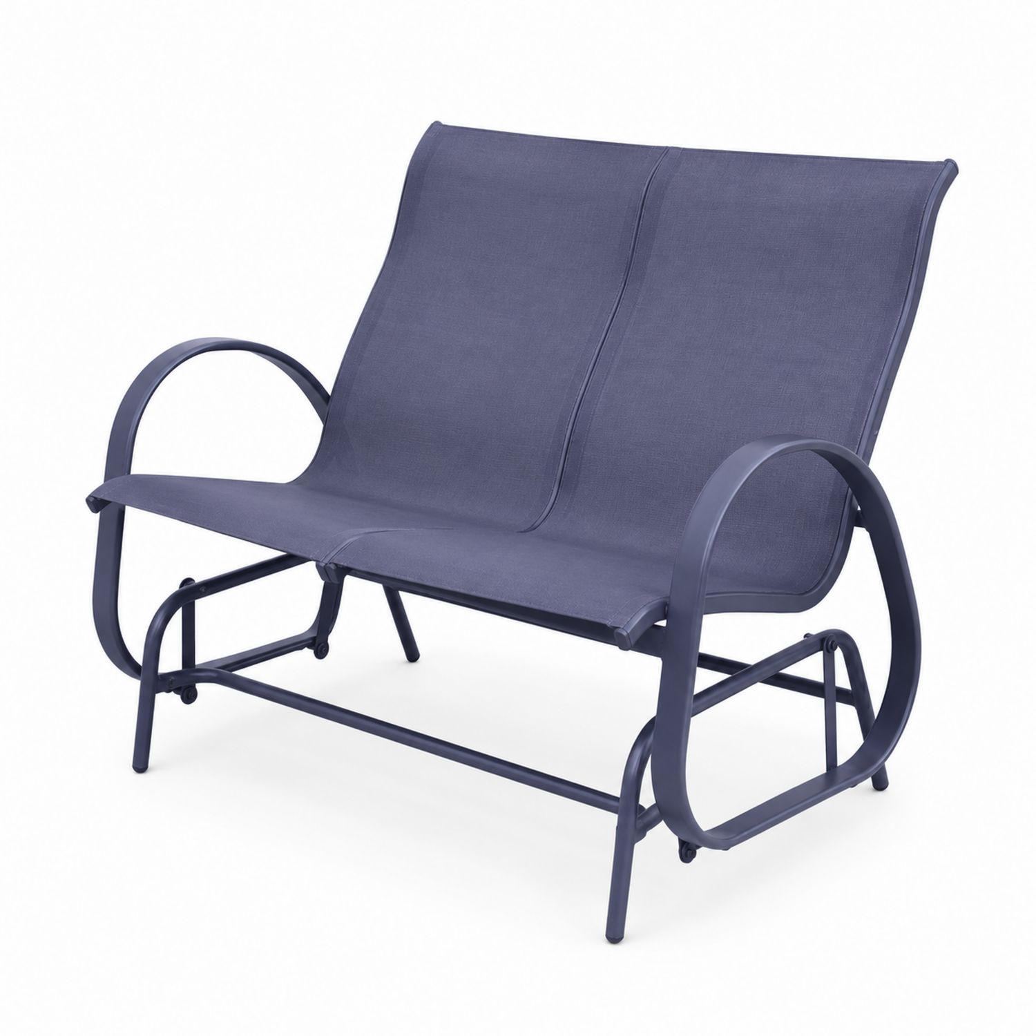 Gartenbank Zweisitzer Stahl Textil Blau 120cm