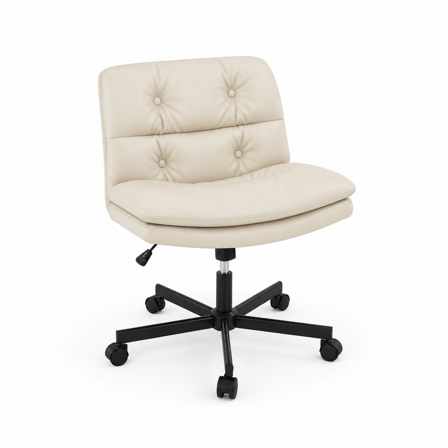 Bürostuhl Drehstuhl Beige PU-Leder Höhenverstellbar