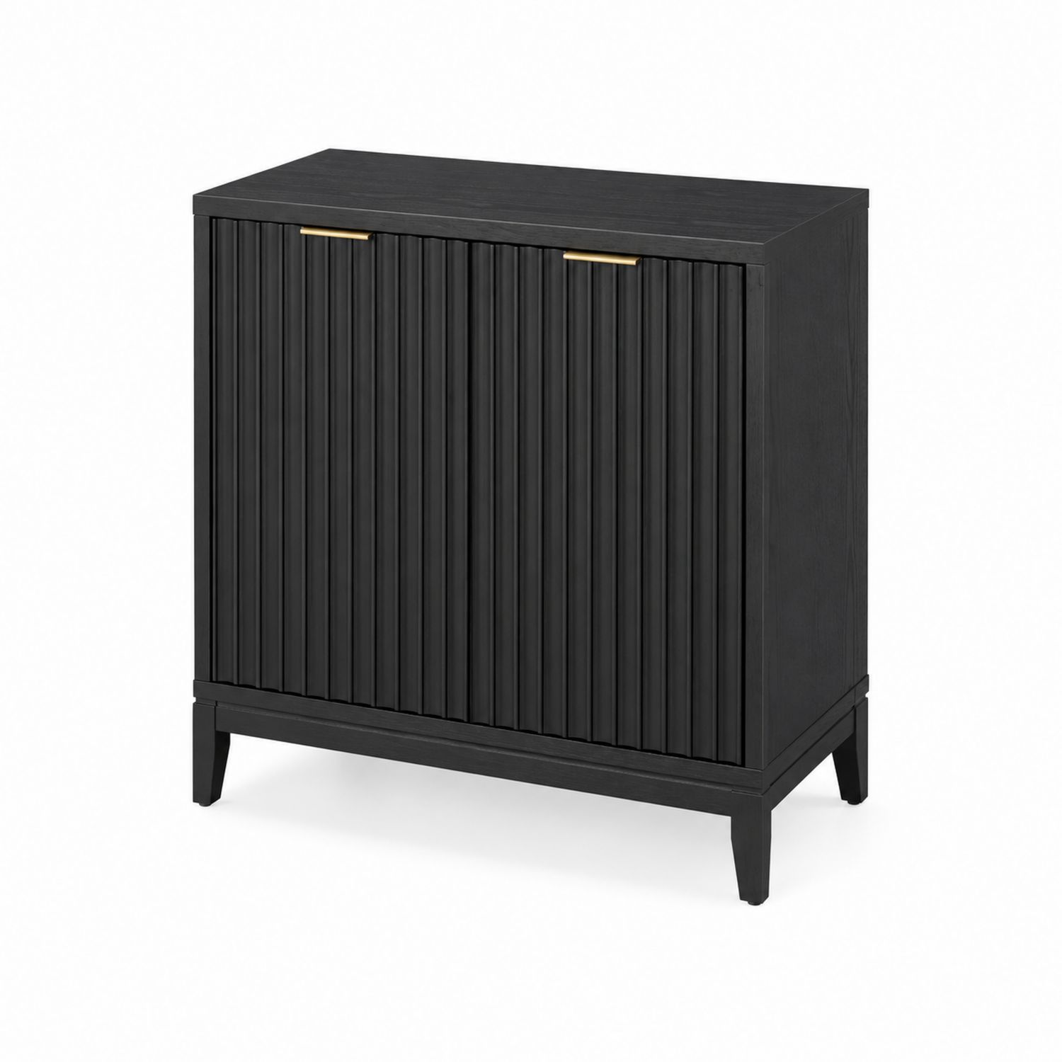 Schrank mit Lamellentüren Holz Schwarz 80 x 40 x 90 cm