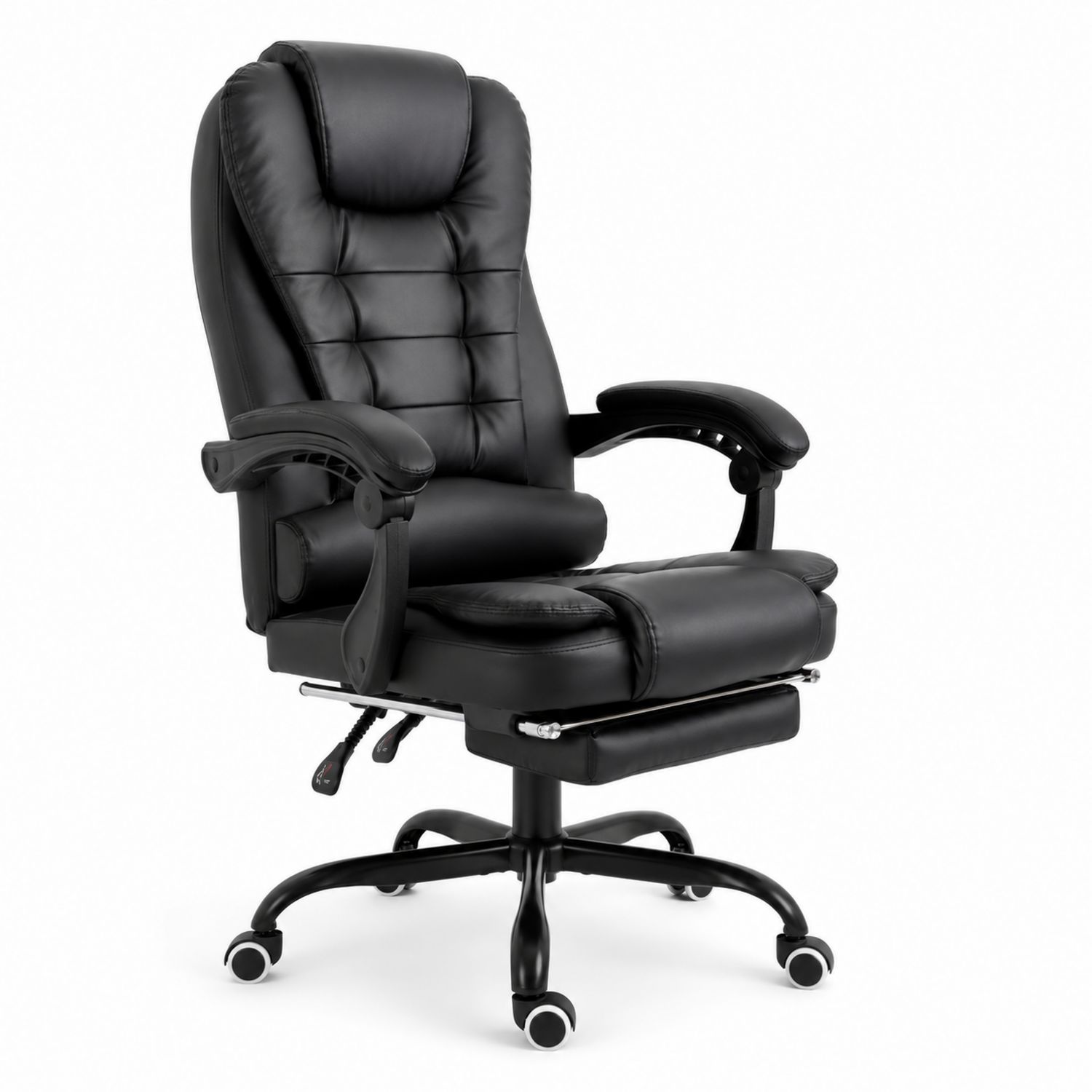 Bürostuhl Kunstleder Schwarz mit Fußstütze