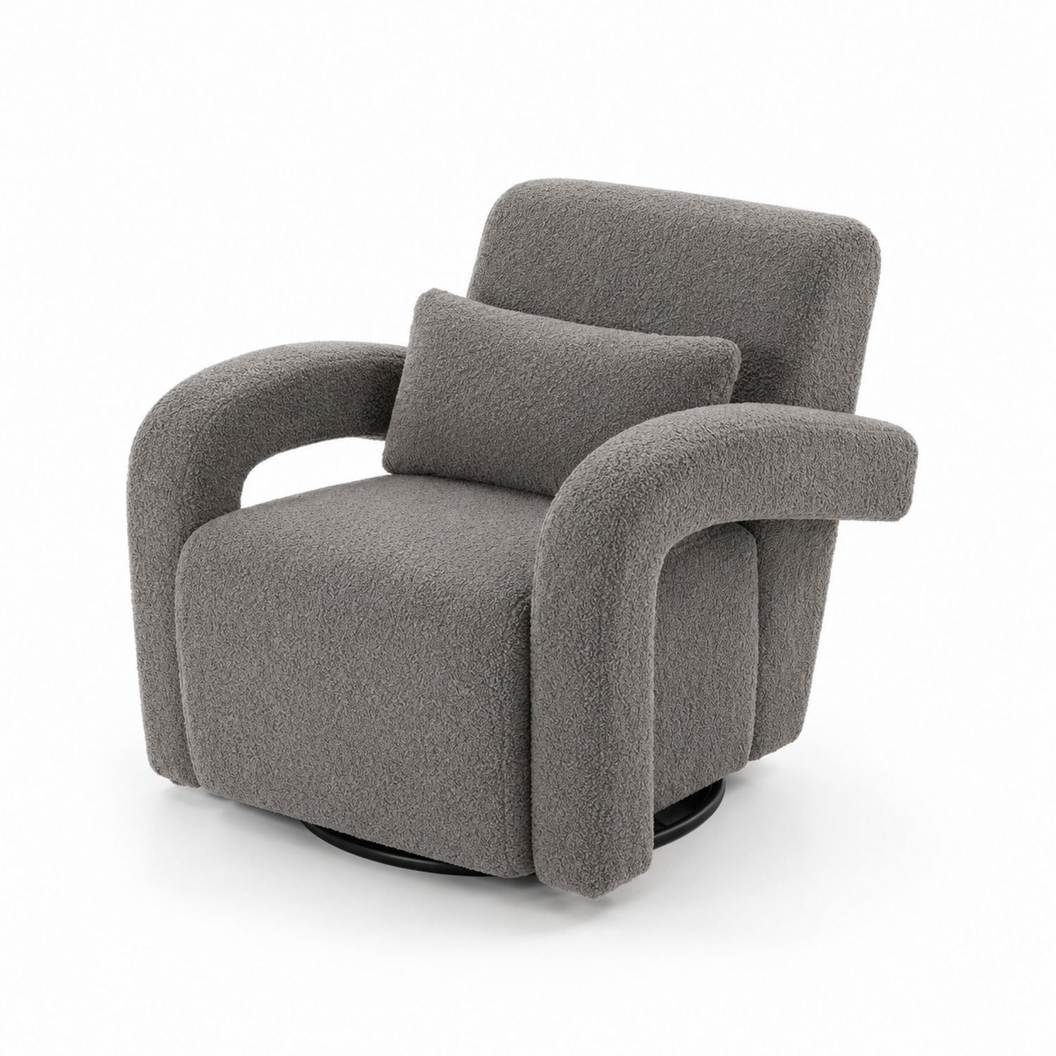 Drehbarer Polstersessel aus Bouclé in Grau