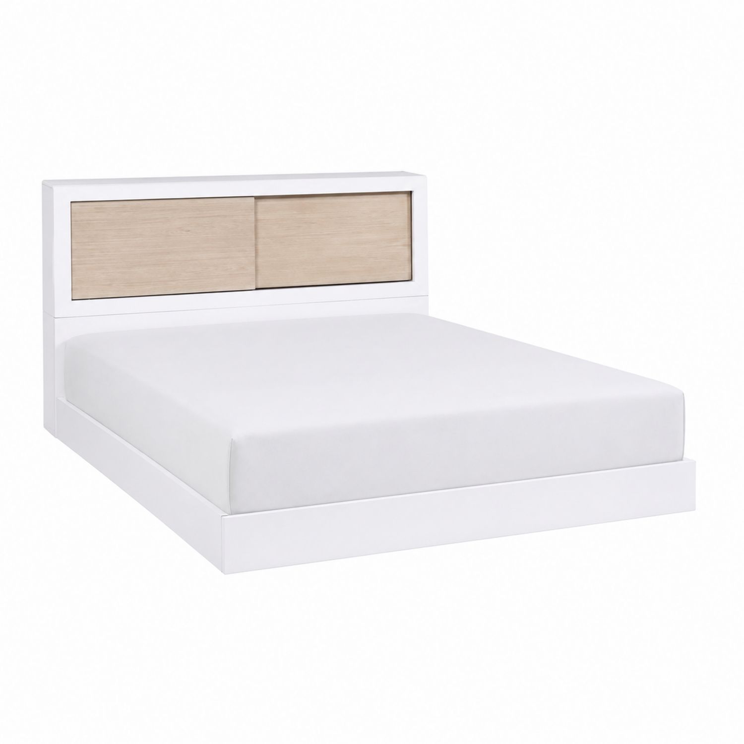 Doppelbett MDF Weiß mit Kopfteil