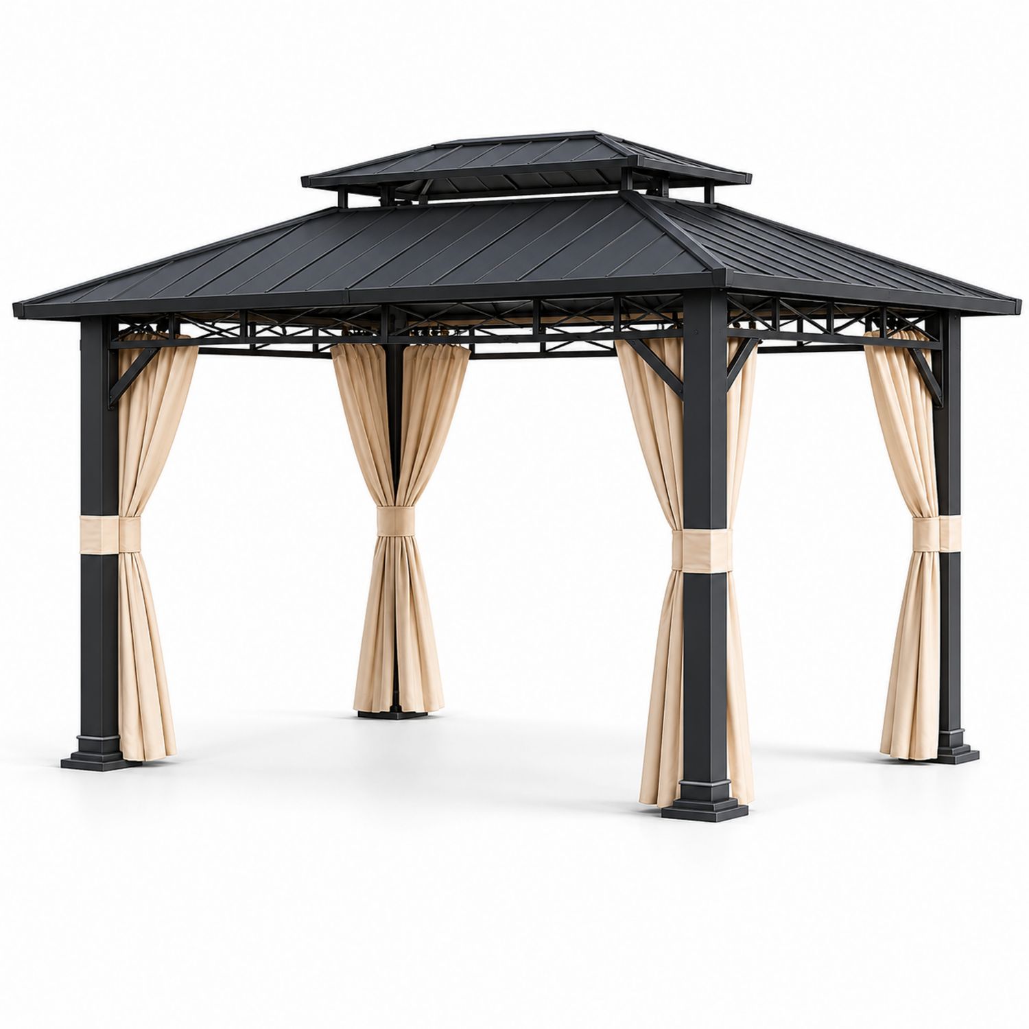 Pavillon 3x4m Aluminium Stahl Anthrazit/Beige