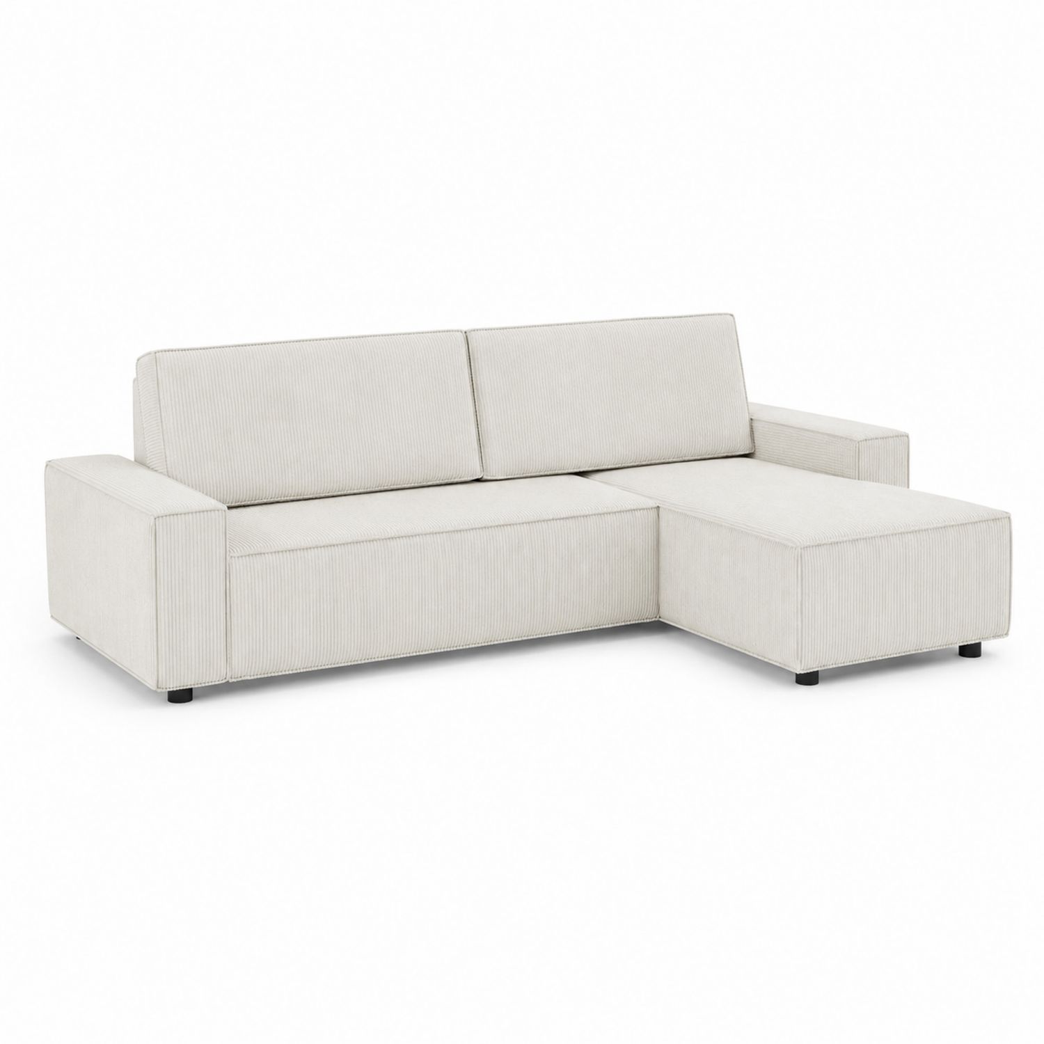 Ecksofa mit Ottomane Cord Beige 250 cm