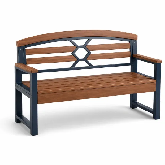 Gartenbank Holz Metall Braun/Schwarz 120 cm-limqorvik