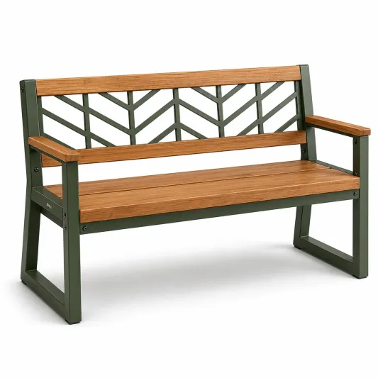 Gartenbank Holz Metall 150 cm Braun/Grün-limqorvik