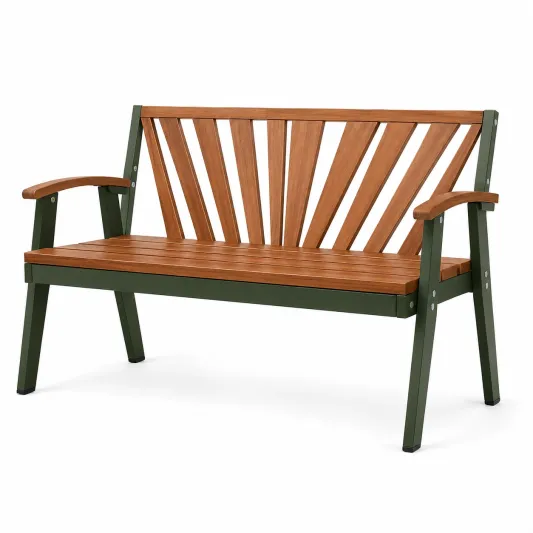 Holz- und Stahl-Gartenbank mit Armlehnen Braun/Grün 120 cm-limqorvik