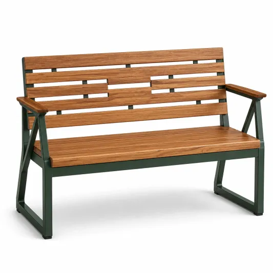 Gartenbank aus Holz und Metall 120cm Braun/Grün-limqorvik