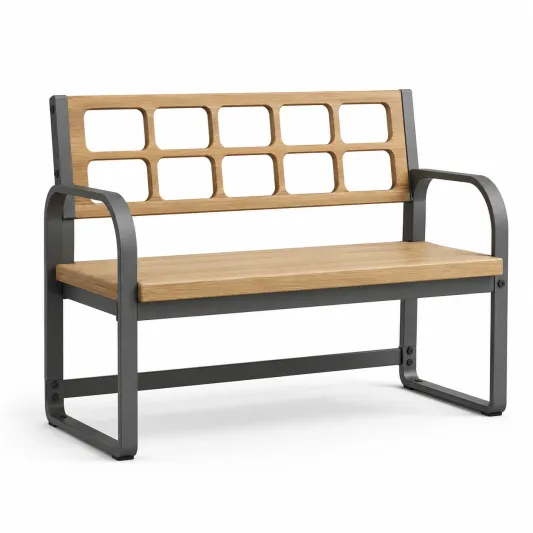 Holz- und Metallbank 120 cm Natur/Schwarz-limqorvik