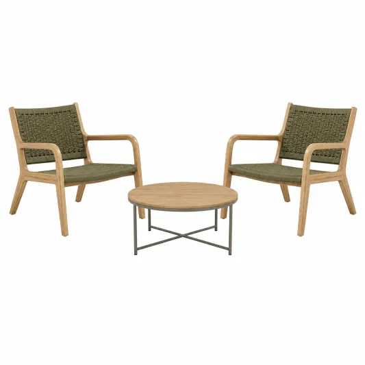 Gartenmöbel-Set aus Holz und Metall, 2 Stühle mit Polyrattan und Tisch Ø 50 cm-limqorvik
