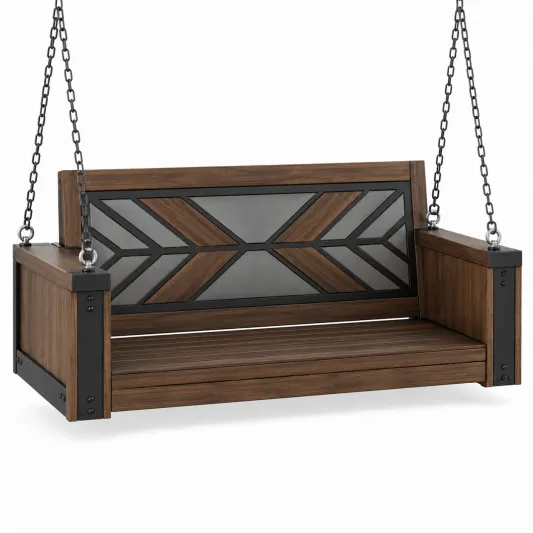 Hängeschaukel Gartenbank Holz Metall Braun/Schwarz 150 cm-limqorvik