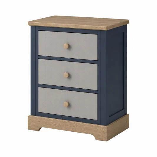 Holz-Kommode mit drei Schubladen Blau/Beige 60x40x80cm-limqorvik