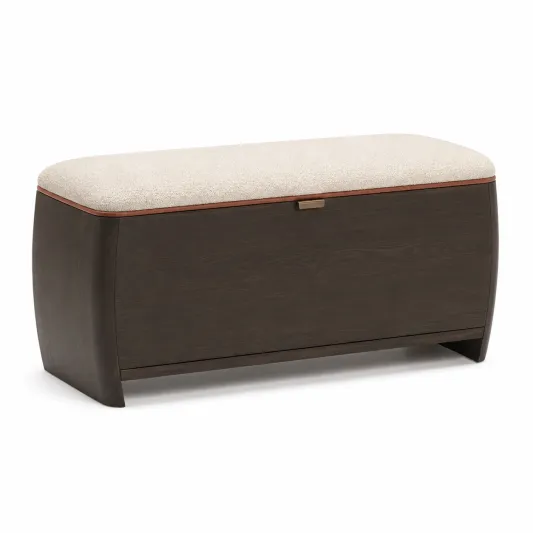Holzbank mit Stauraum und Polstersitz Dunkelbraun/Beige-limqorvik