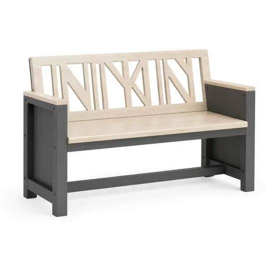 Holzbank mit Metallrahmen 120cm Natur/Schwarz-furnivoria