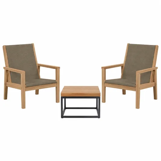 Teakholz Gartenmöbelset mit 2 Stühlen und Tisch Braun-furnivoria