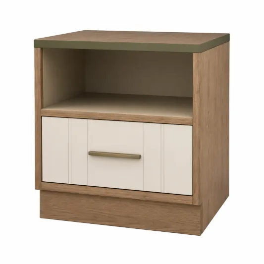 Nachttisch mit Schublade aus Holz und MDF Beige/Braun-furnivoria
