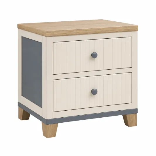 Nachttisch mit 2 Schubladen aus MDF Beige/Grau-furnivoria