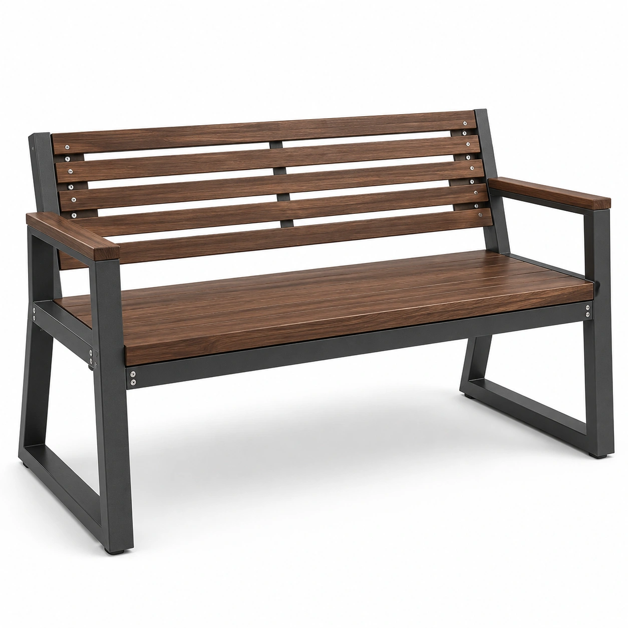 Gartenbank Polystyrol mit Metallrahmen 120cm Braun-frandelia