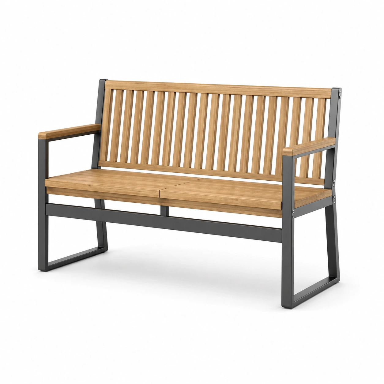 Holzbank aus Teak mit Metallrahmen-frandelia
