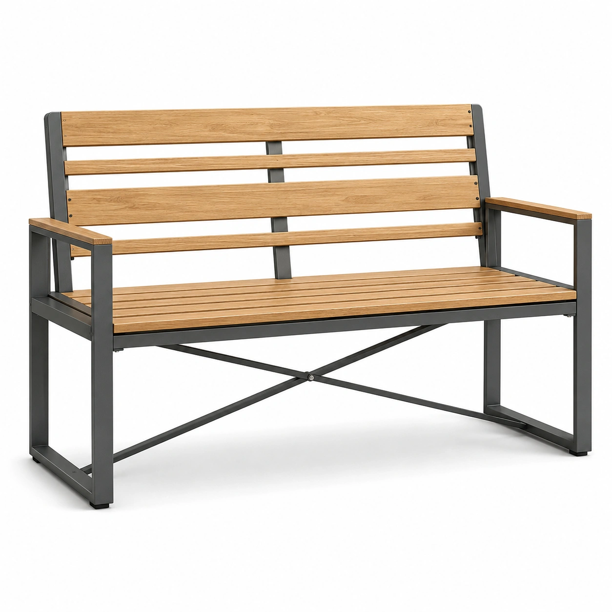 Bank aus Metall und Akazienholz 120cm-frandelia