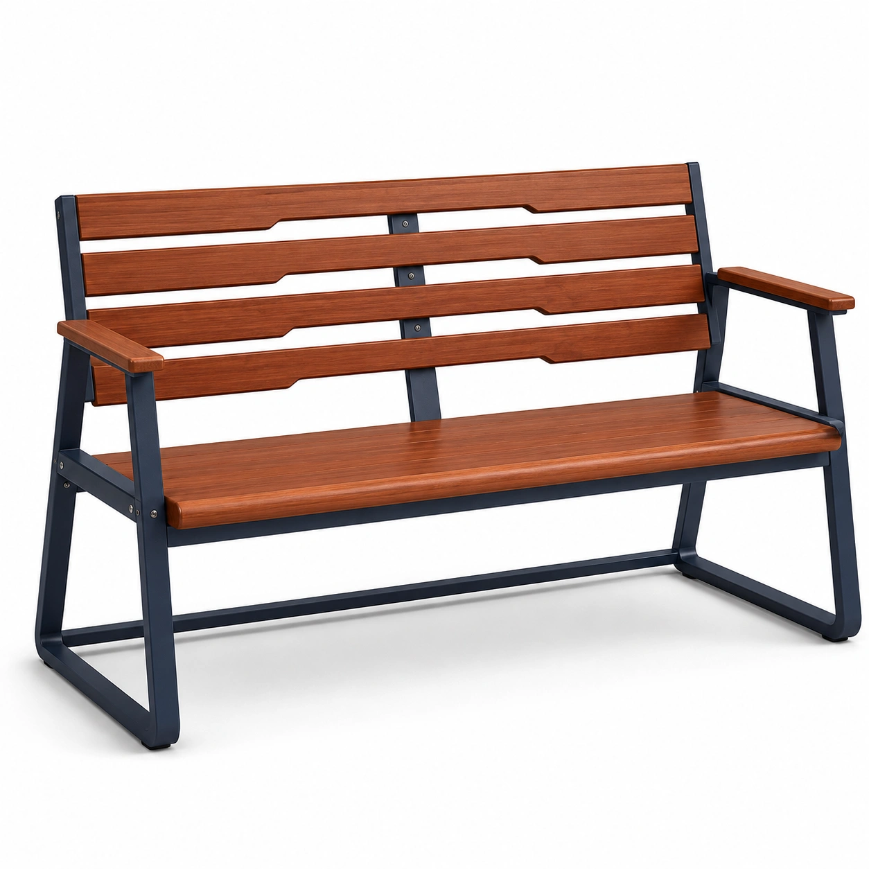 Gartenbank Metallrahmen Polywood Braun/Dunkelgrau 120 cm-frandelia