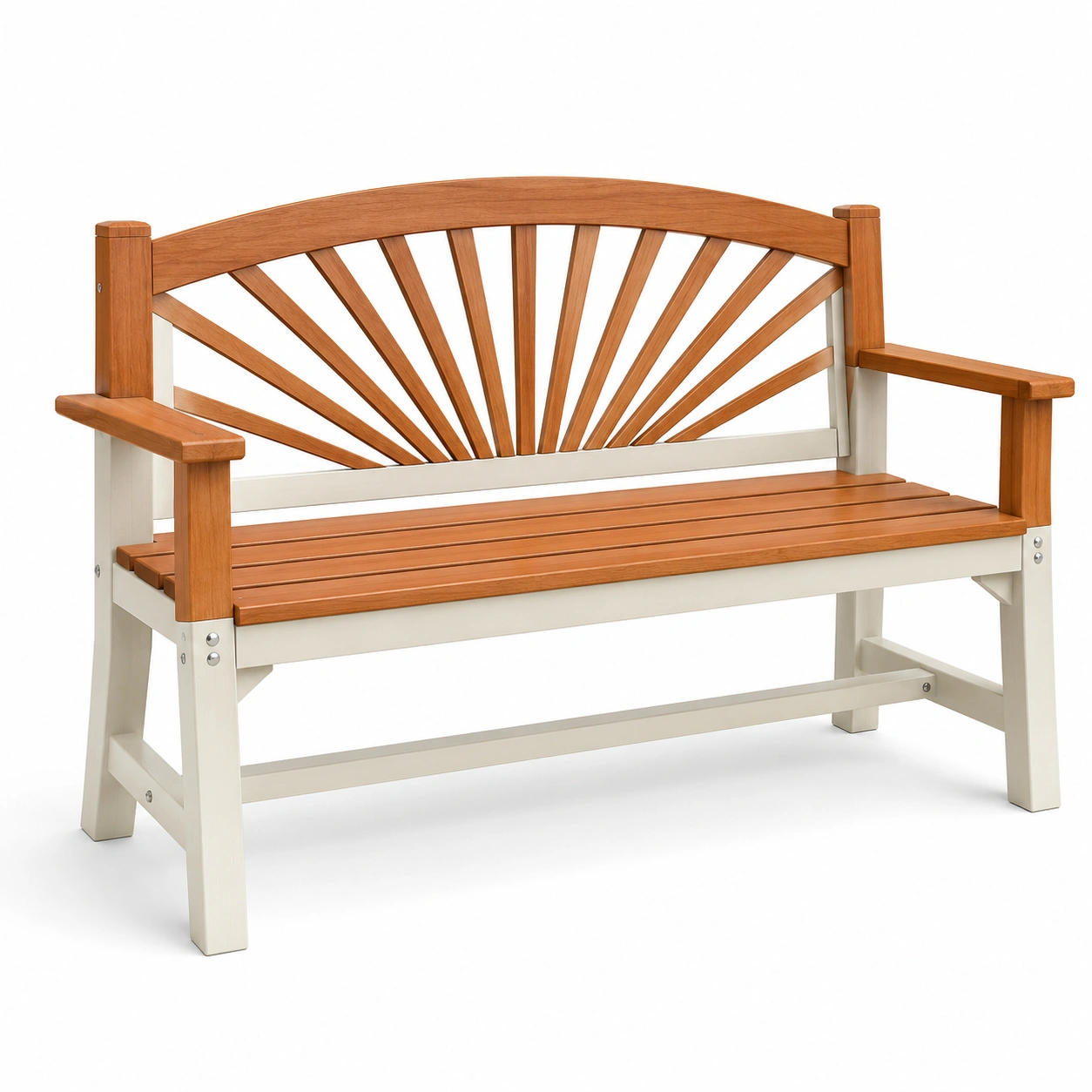 Gartenbank aus Akazienholz und Metall Braun/Beige 120cm-frandelia