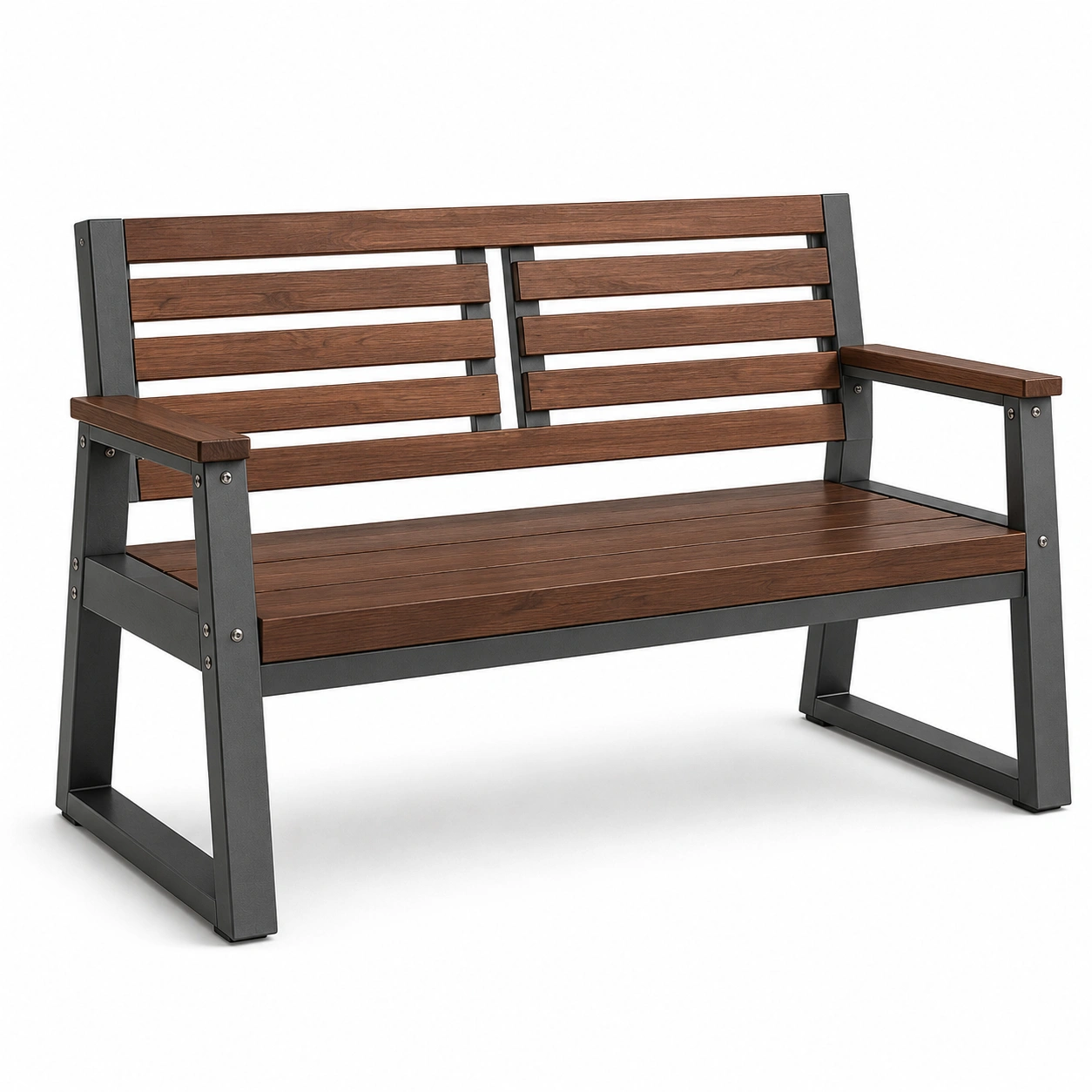 Gartenbank Eukalyptusholz Metallrahmen 120cm Braun-frandelia