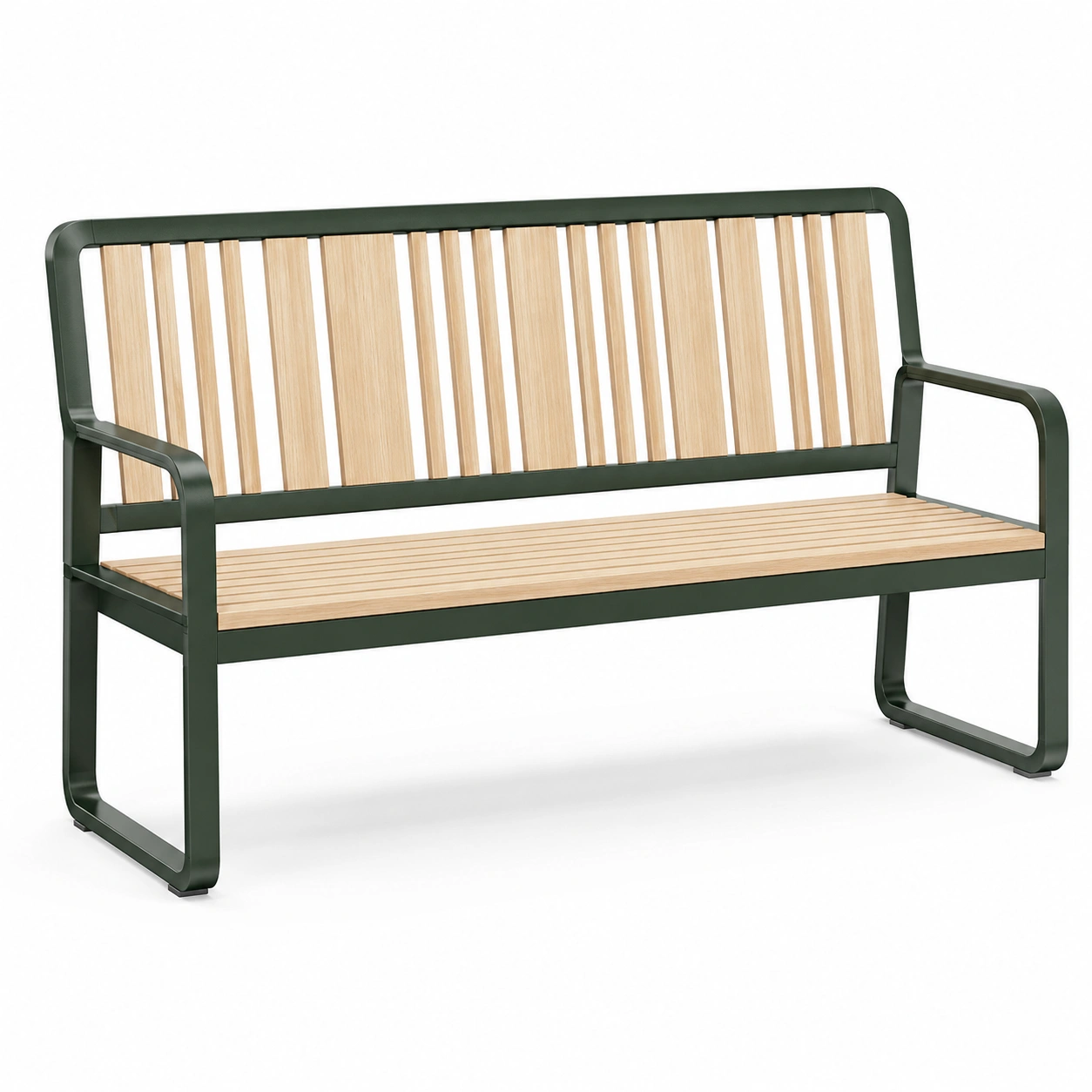 Gartenbank aus Metall und Holz 120cm Natur/Grün-frandelia