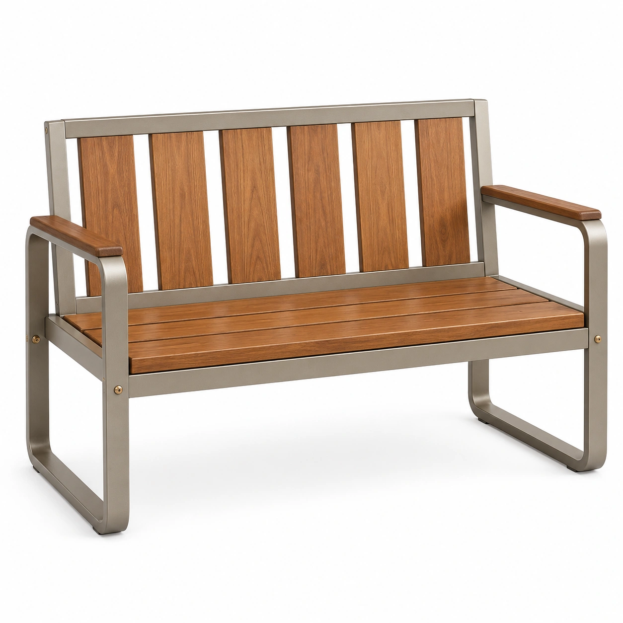 Gartenbank Holz Metall Braun/Silber 120x60x85 cm-frandelia