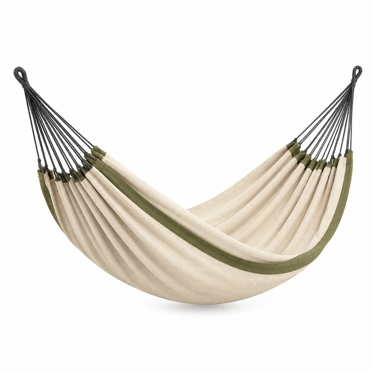Hängematte aus Baumwolle Beige/Grün 200x150 cm-frandelia
