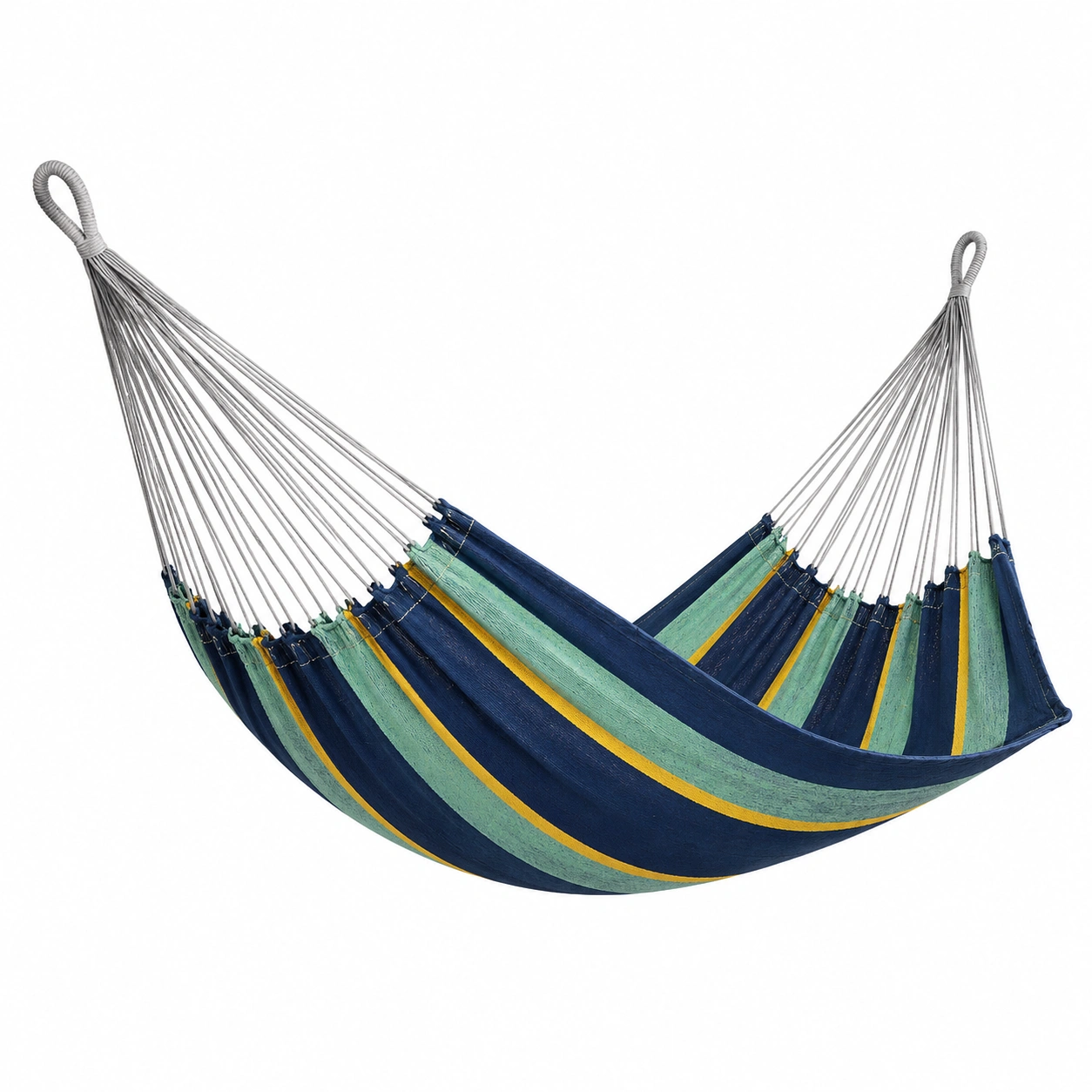 Hängematte aus Baumwolle Blau/Grün/Gelb 200x150 cm-frandelia