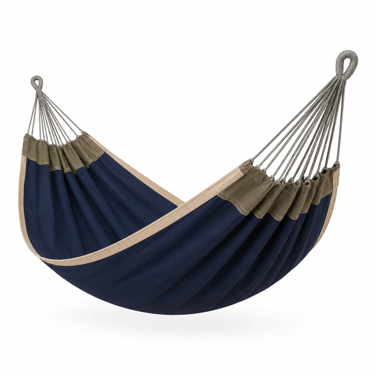 Hängematte Baumwolle Polyester Blau Khaki 300x150cm-frandelia