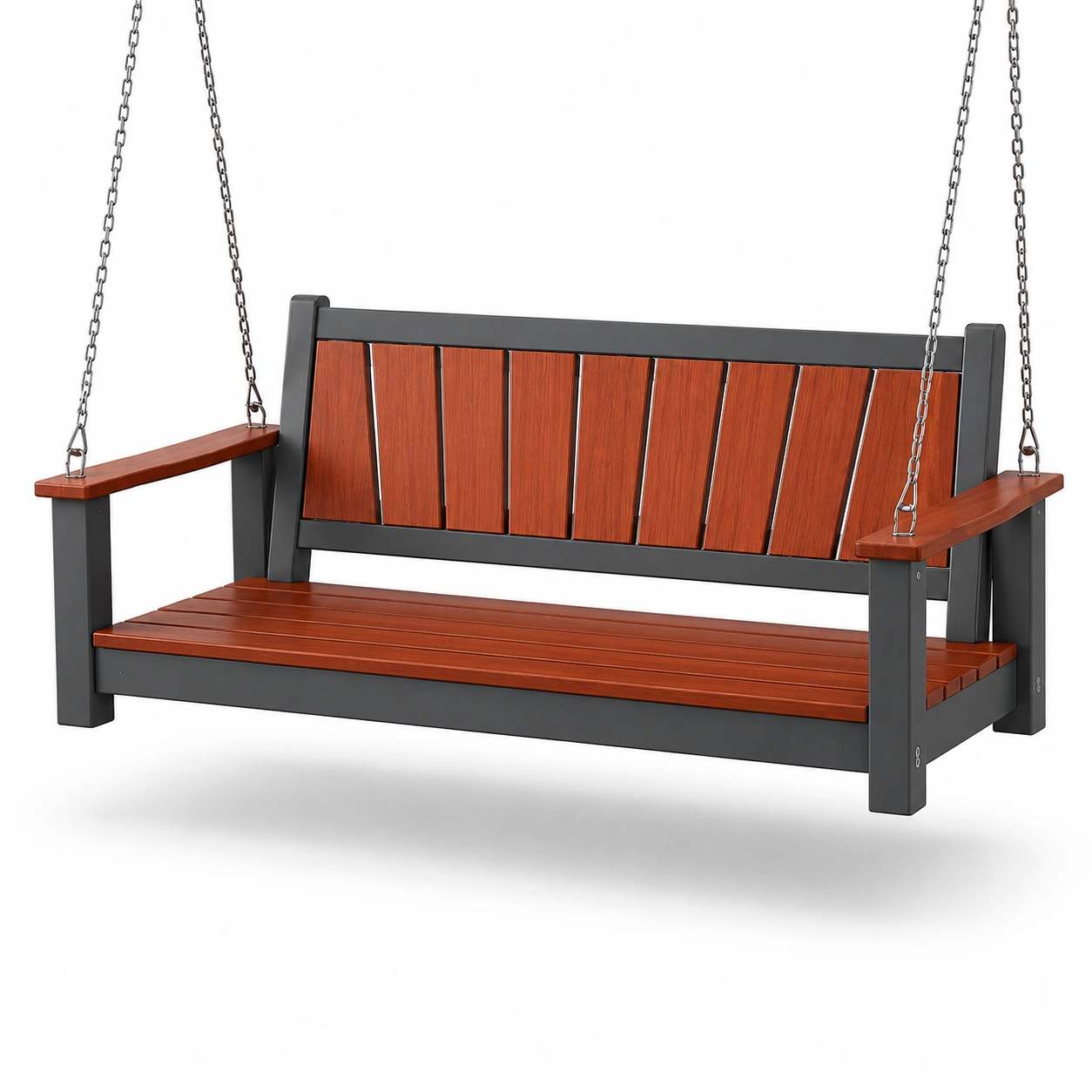 Hängesitzbank Polywood mit Metallrahmen 150 cm Braun/Anthrazit-frandelia